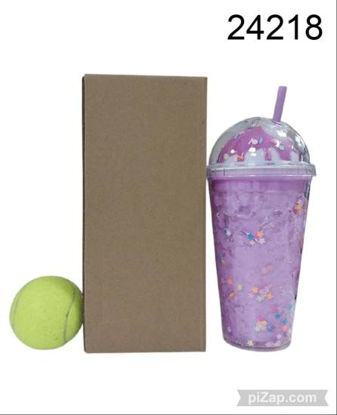 Imagen de VASO PLASTICO HELADO C/ CHISPITAS Y BOMBILLA 3.25